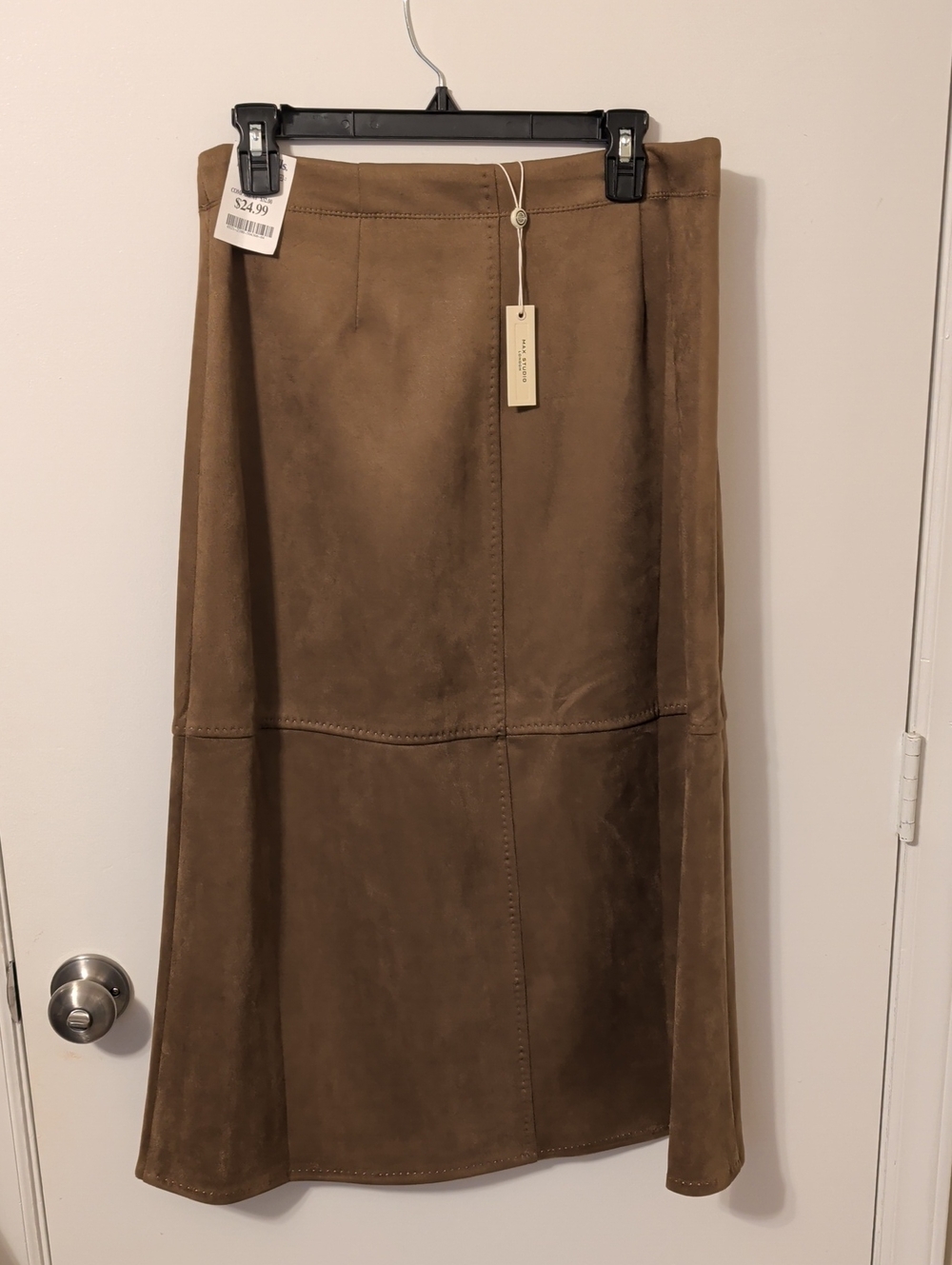 Max Studio Brown Suede Maxi Panel Skirt